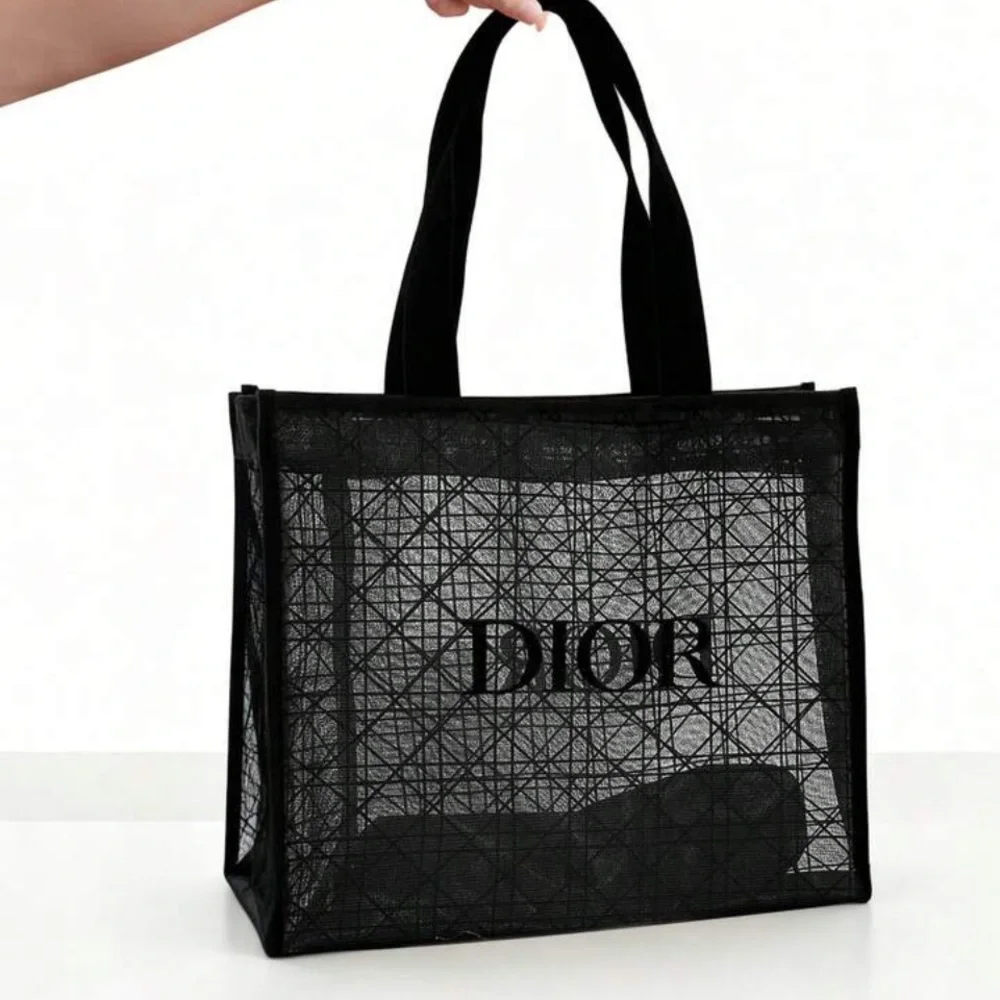 DIOR Beauty Black Mesh Tote Bag New - Picture 4 of 6